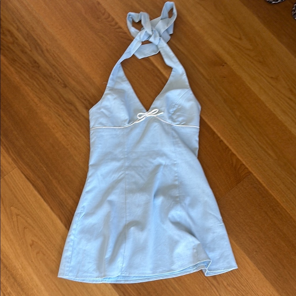 Peppermayo Light Blue Halter Mini Dress